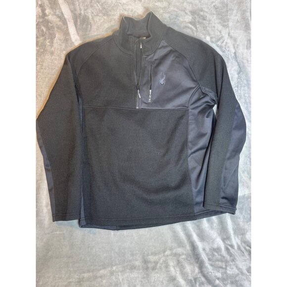 Spyder Mens Black Quarter-Zip Pullover Jacket Size X Polyester Fleece - Picture 11 of 16